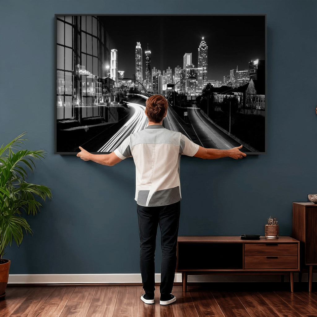 Atlanta Skyline Wall Art Canvas Print, Atlanta Downtown Night Cityscape