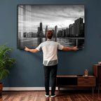 Chicago Wall Art Canvas Print, Chicago City Downtown Night Cityscape