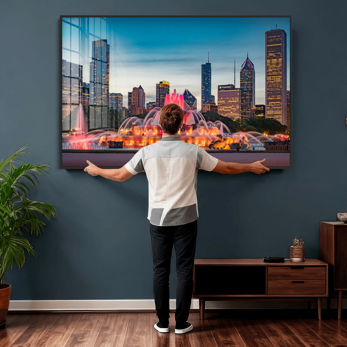 Chicago Wall Art Canvas Print - Chicago City Downtown Night Cityscape