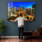 Chicago Wall Art Canvas Print - Chicago City Downtown Night Cityscape