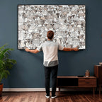 Abstract Texas Cow Wall Art Canvas Print, Farm Longhorn Art for Cabin Decor