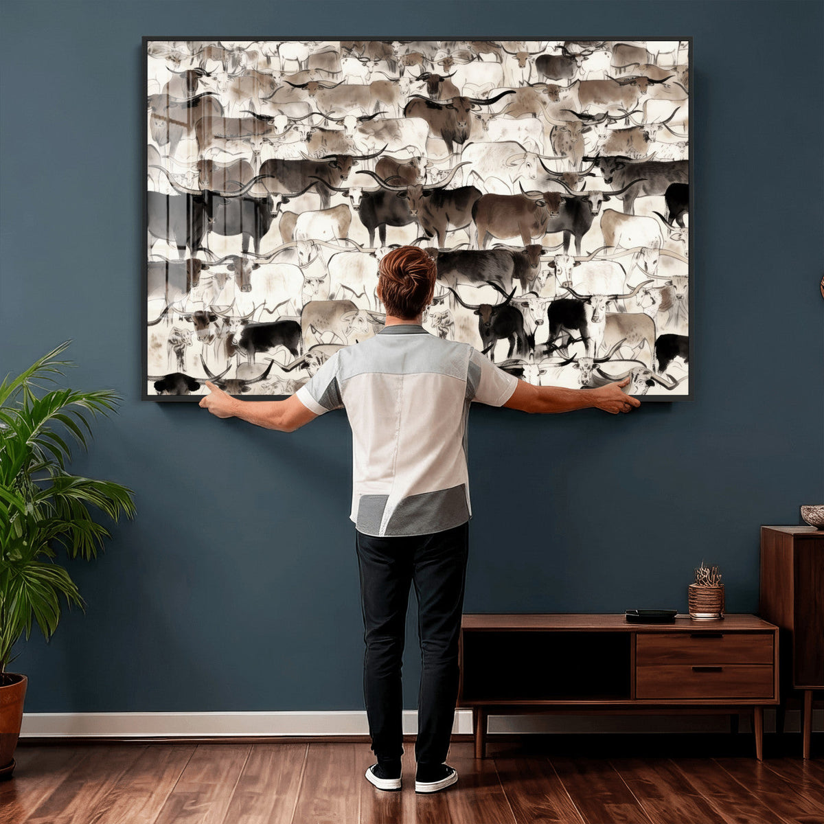 Abstract Texas Longhorn Print, Longhorn Herd Print