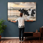 Texas Longhorn Bull Rustic Wall Art Canvas Print