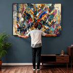 Geometric Abstract Wall Art Canvas Print, Orange Blue