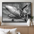 Vintage Airplane on Runway Canvas Print