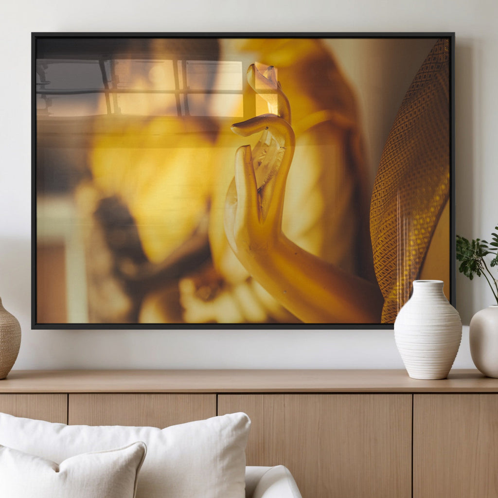 Gold Buddha Statue Hands Wall Art Canvas Print