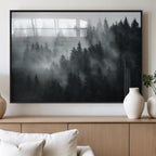 Foggy Forest Wall Art Canvas Print | 3 Panel Large Misty Landscape