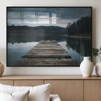 Wooden Bridge Near Lake Wall Art Canvas Print