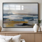 Abstract Landscape Wall Art Canvas | 3 Panel Modern Blue, Gold and White Canvas Art