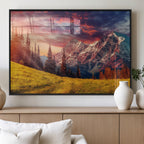Mountain and Daylight Red Sunset Wall Art Canvas Print