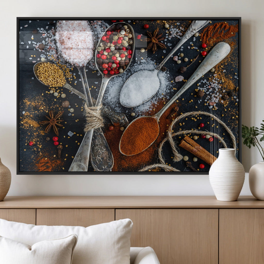 Spices and Seasonings Canvas Wall Art | Colorful Triptych Kitchen Decor