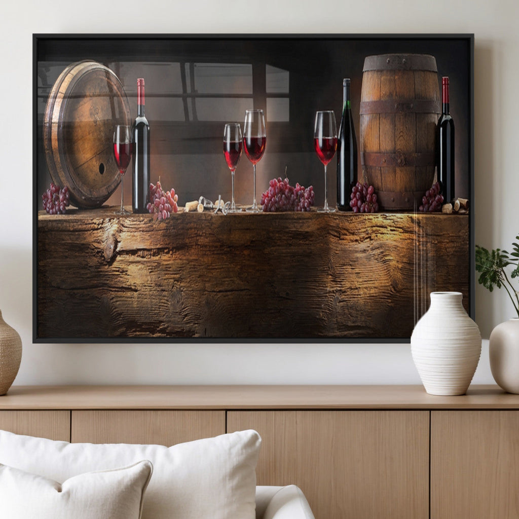 Wine and Barrels Wall Art Canvas Print