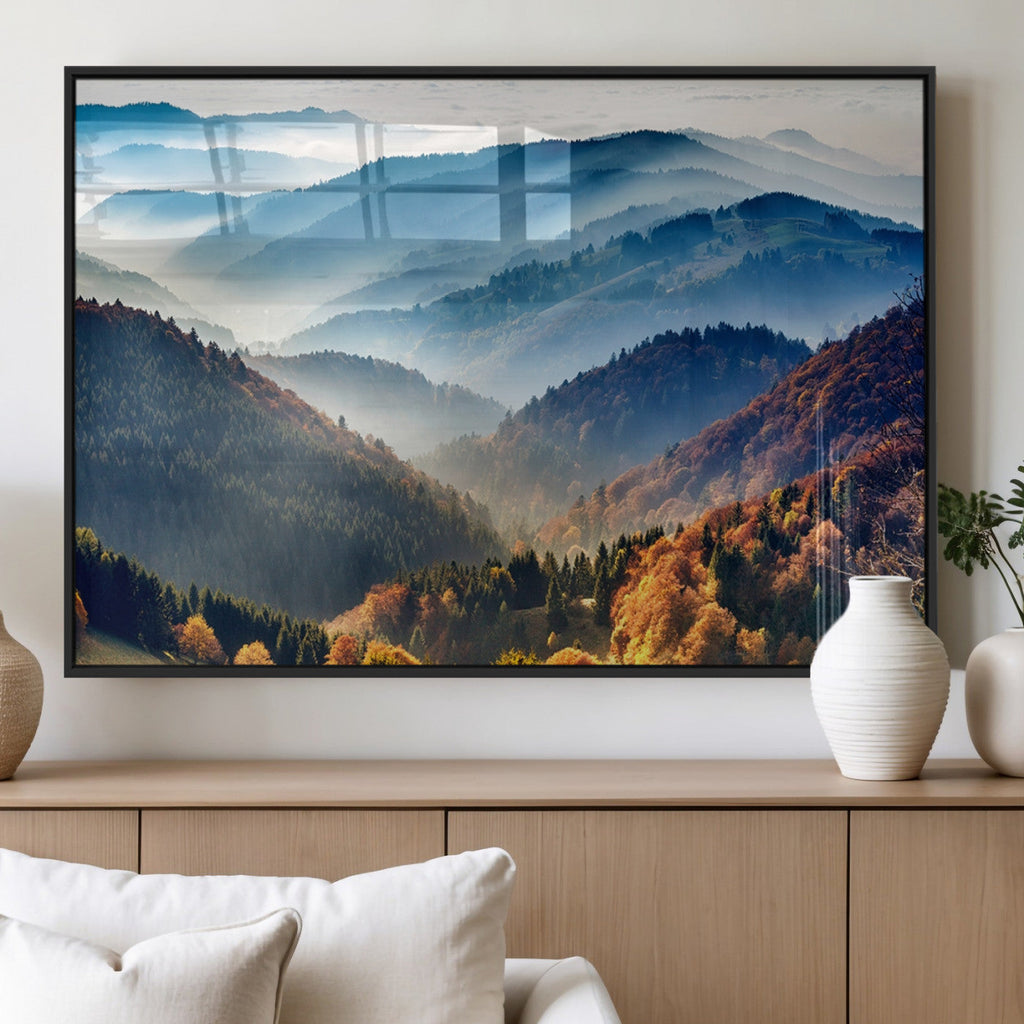 Mountains Forest Autumn Wall Art Canvas Print