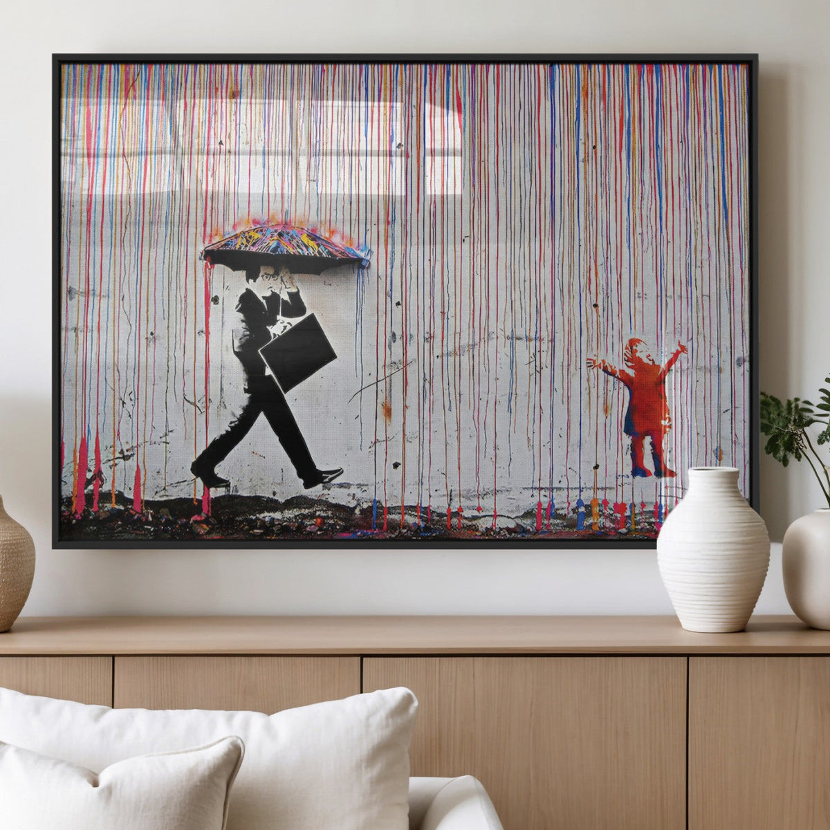 Banksy Wall Art Canvas Print | Framed Graffiti Street Art Picture