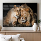 Lion and Lioness Wall Art Canvas Print | African Wildlife Animal Art