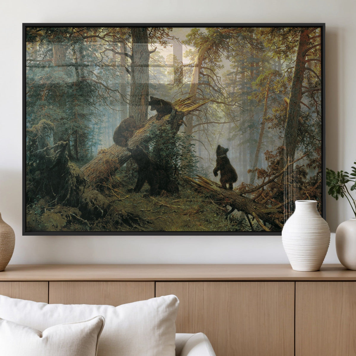 Baby Bears in Forest Wall Art Canvas Print