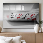 Framed Lucky Poker Cards Canvas | Modern Triptych Wall Art for Game Rooms
