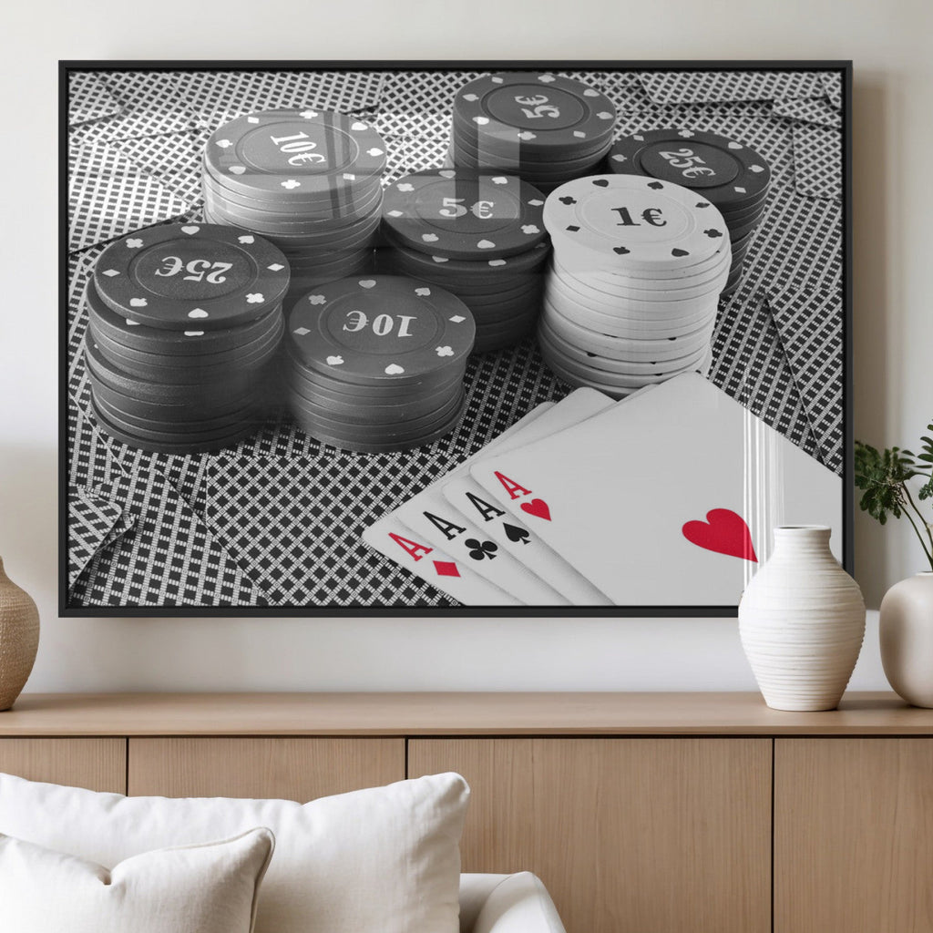 Poker Game Cards Wall Art Canvas, Multi Panel Wall Art