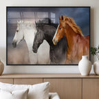 Animal Wall Art Three Horses Farmhouse Art Canvas Print