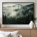Captivating Misty Forest Wall Art Premium Canvas Print, A Foggy and Serene Atmosphere