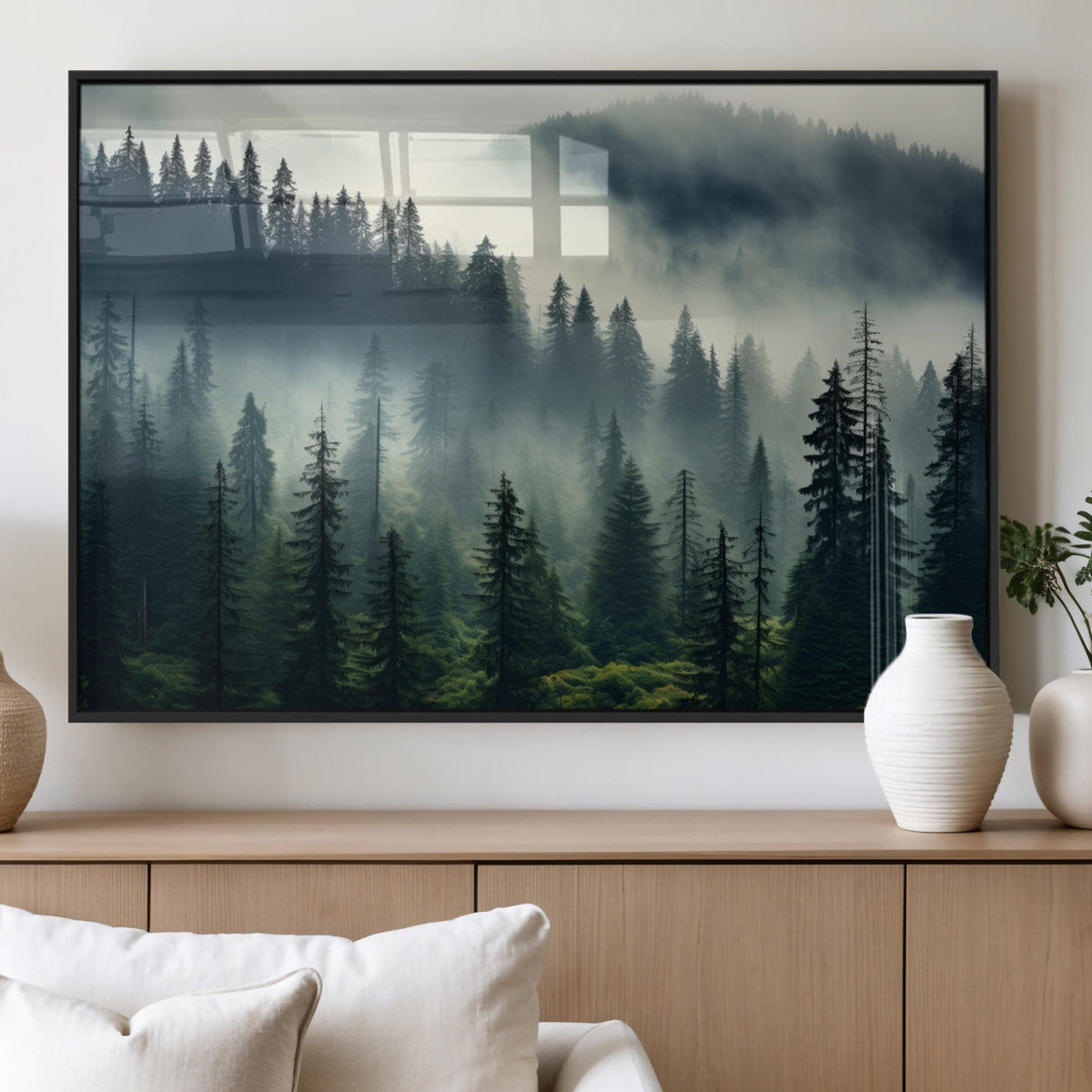 Captivating Misty Forest Wall Art, Foggy and Serene Atmosphere Canvas Print