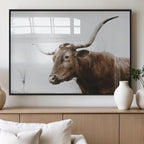 Rustic Bull Wall Art Canvas Print, Modern Longhorn Farmhouse Animal Decor