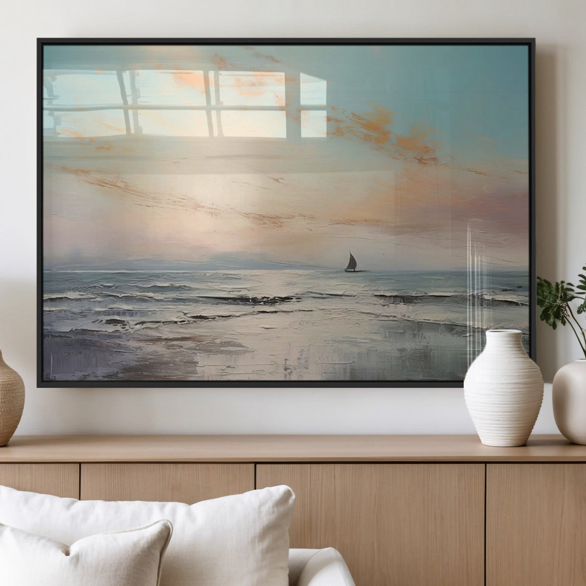 Abstract Ocean Wall Art, Boat Wall Art Canvas Print
