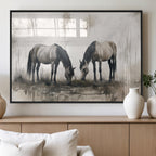 Chinese Ink Style Vintage Horses Wall Art Canvas Print