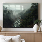 Misty Forest Wall Art, Tranquil Nature Landscape, Ready to Hang | Extra Large 3 Piece Canvas Wall Art