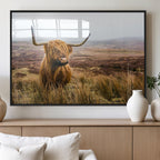 Scottish Highland Cow Canvas Wall Art, Rustic Farmhouse Decor