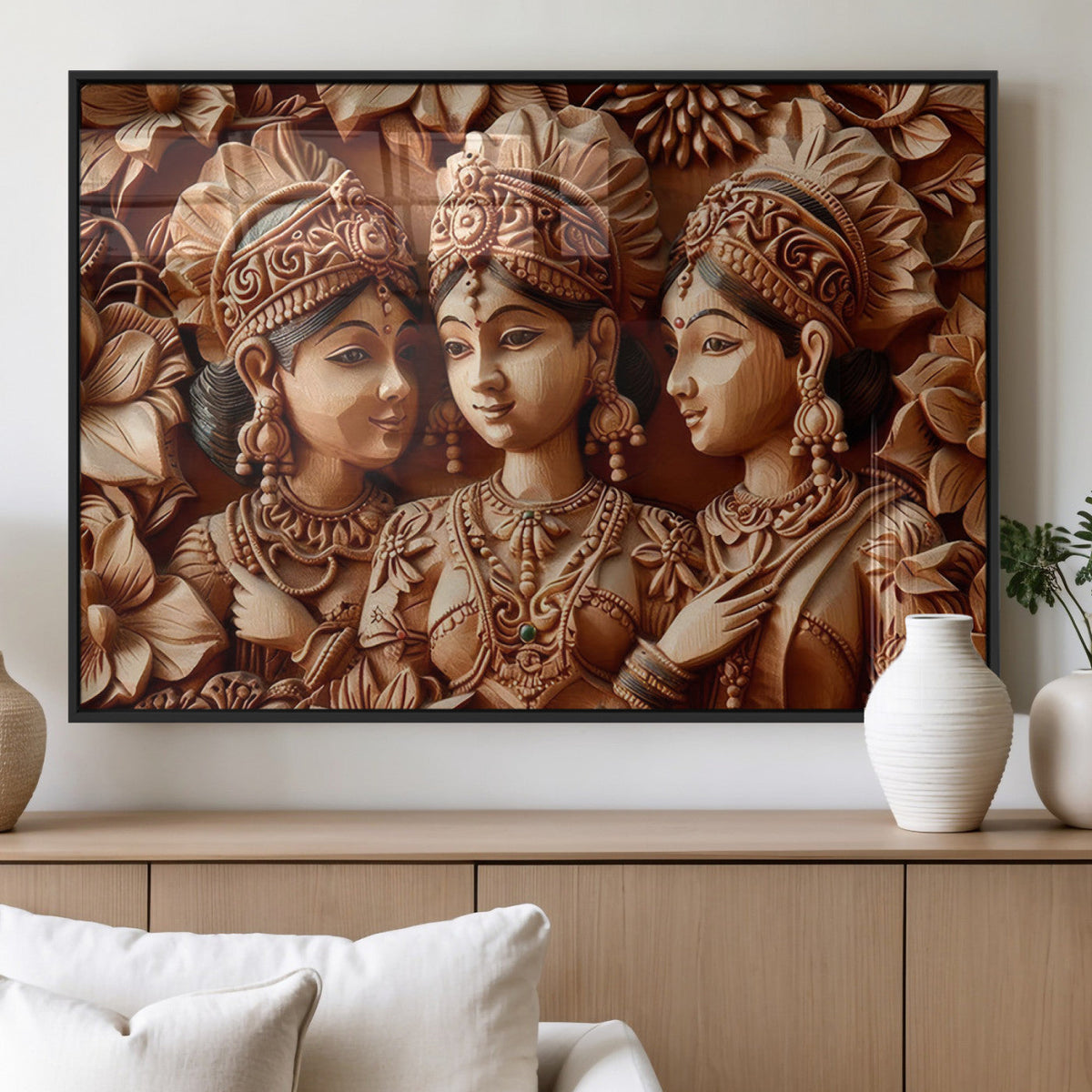 Indian Woman Statue Wall Art Canvas Print