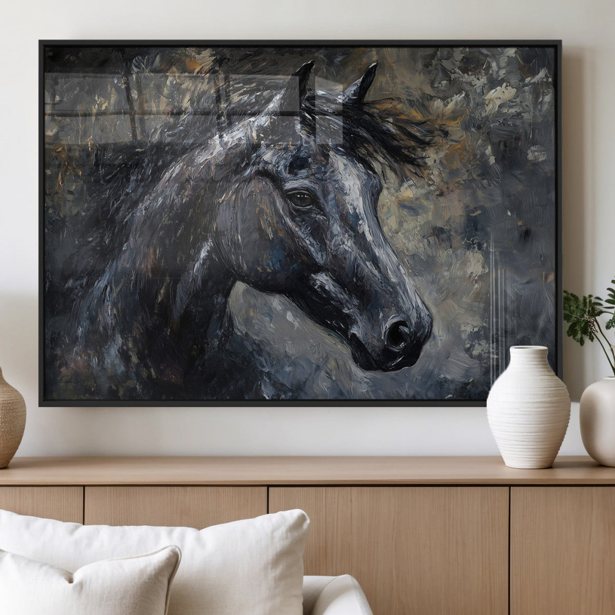 Large Abstract Horse Wall Art Canvas Print, Farmhouse Wall Art