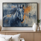 Abstract Blue Horse Wall Art Print Canvas | Western Horse Wall Art for Farmhouse Decor