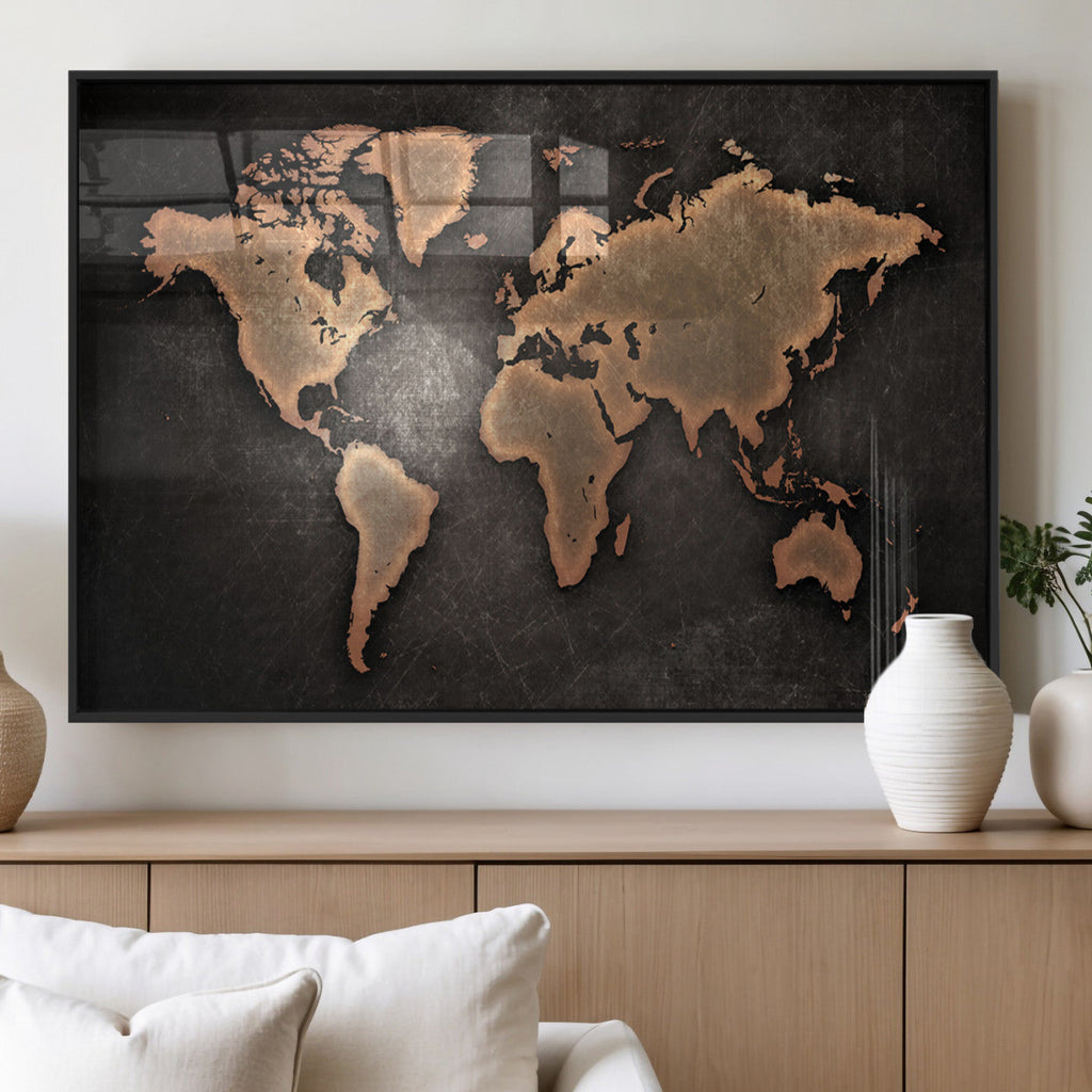 World Map Canvas Print | Framed Travel Map Wall Art for Couples