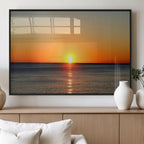 Golden Horizon Sunset Over Ocean Wall Art Canvas Print | Tropical Beach Canvas