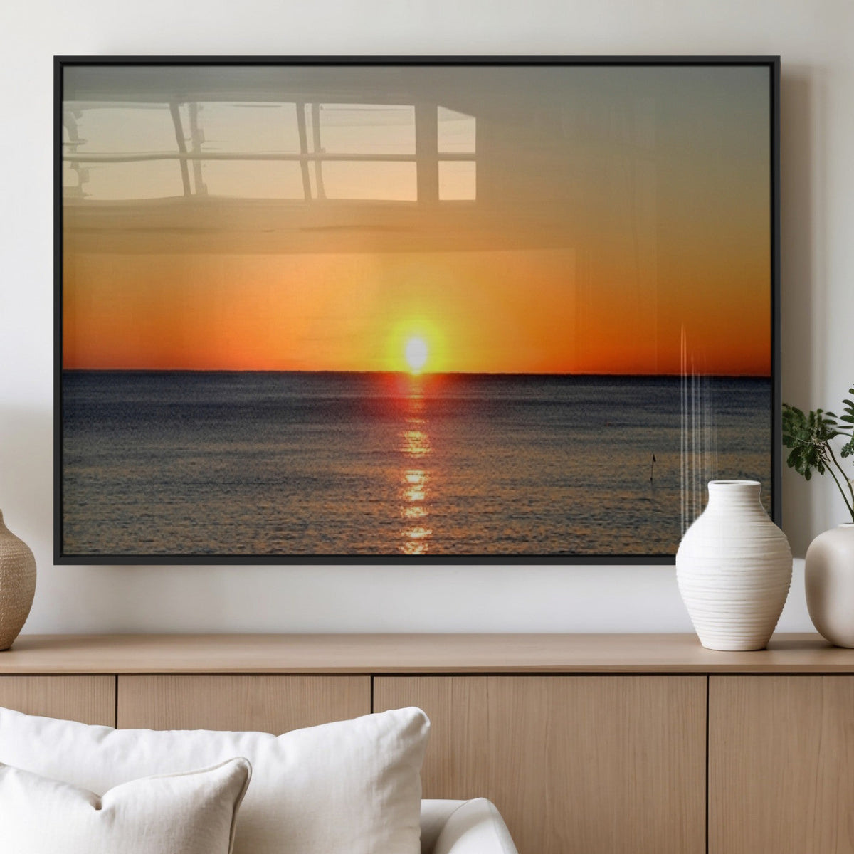 Golden Horizon Sunset Over Ocean Wall Art Canvas Print | Tropical Beach Canvas
