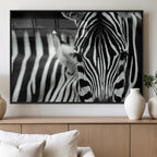 Zebra Wall Art | Zebra Close Up Canvas Print | Framed Black and White Wildlife