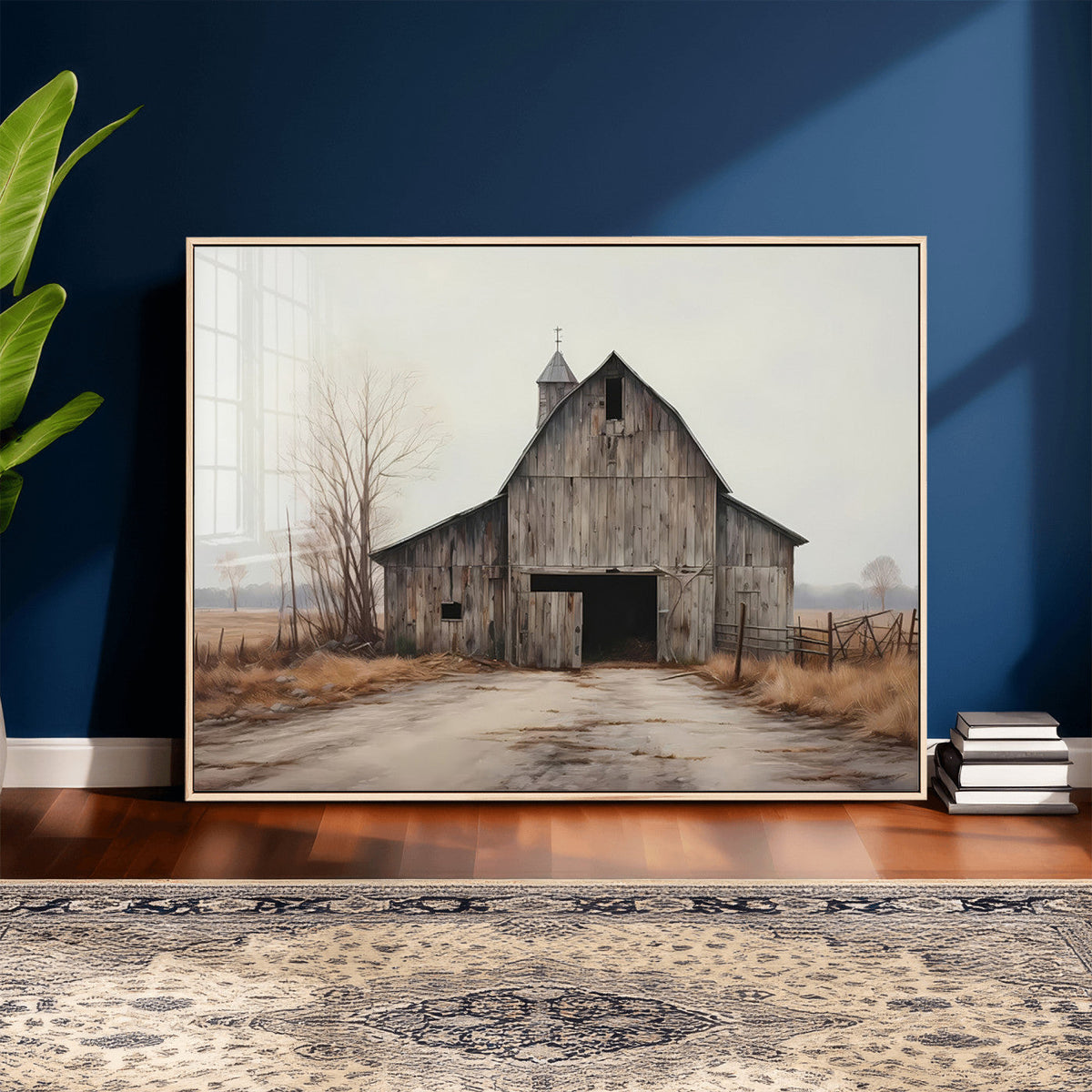 Farmhouse Rustic Barn Wall Art Canvas Print, Framed and Ready to Hang