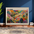 Framed Yayoi Kusama 1986 Wall Art Print | Japanese Wabi Sabi Vibrant Abstract Landscape Canvas