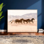 Wild Horse Wall Art Canvas Print, Framed Rustic Western Art, Desert Horse Scene