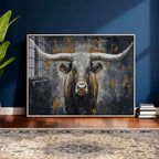 Rustic Bull Wall Art Canvas Print, Longhorn Wall Decor