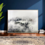 Foggy Forest Wall Art Canvas Print, Misty Pine Tree Landscape