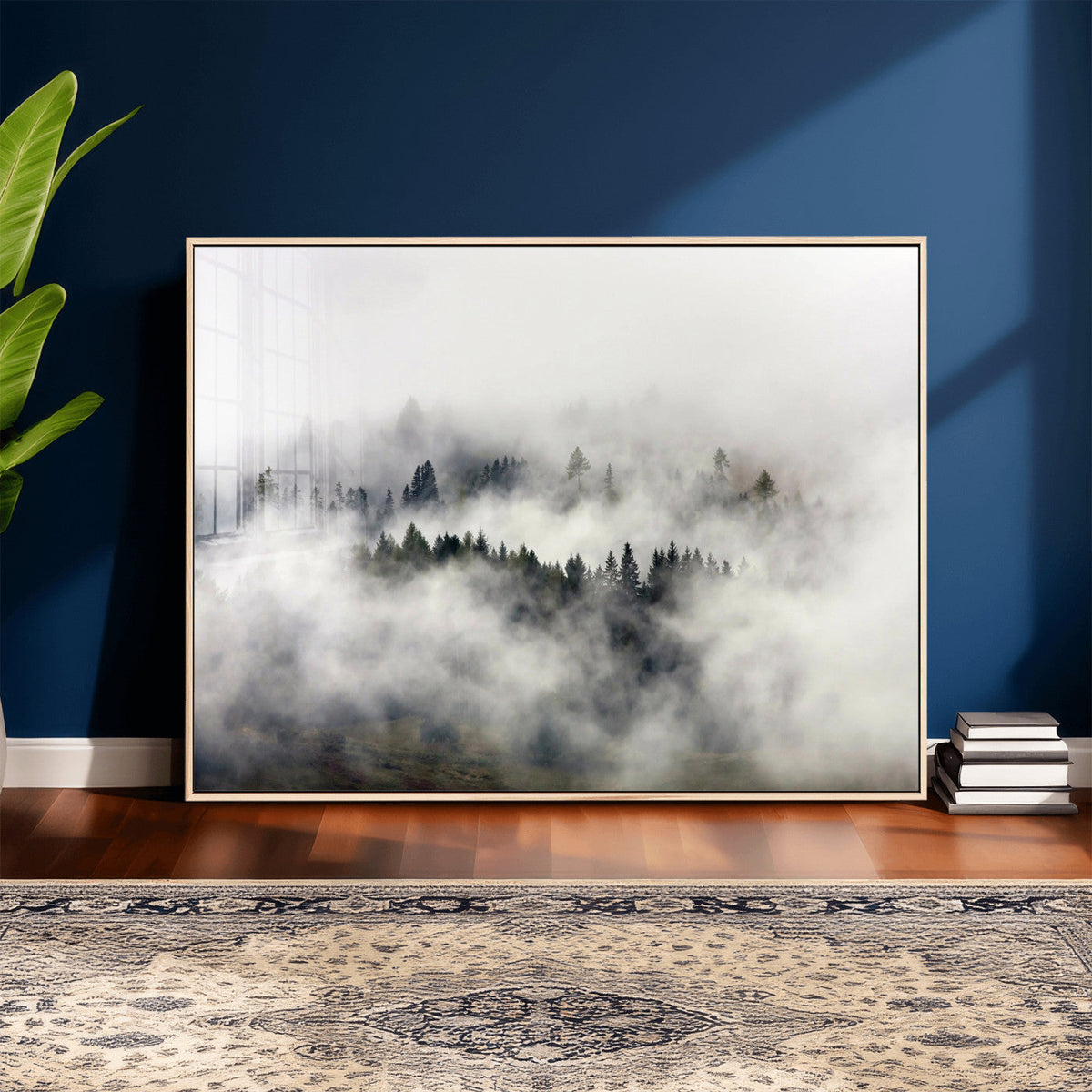 Foggy Forest Wall Art Canvas Print, Misty Pine Tree Landscape