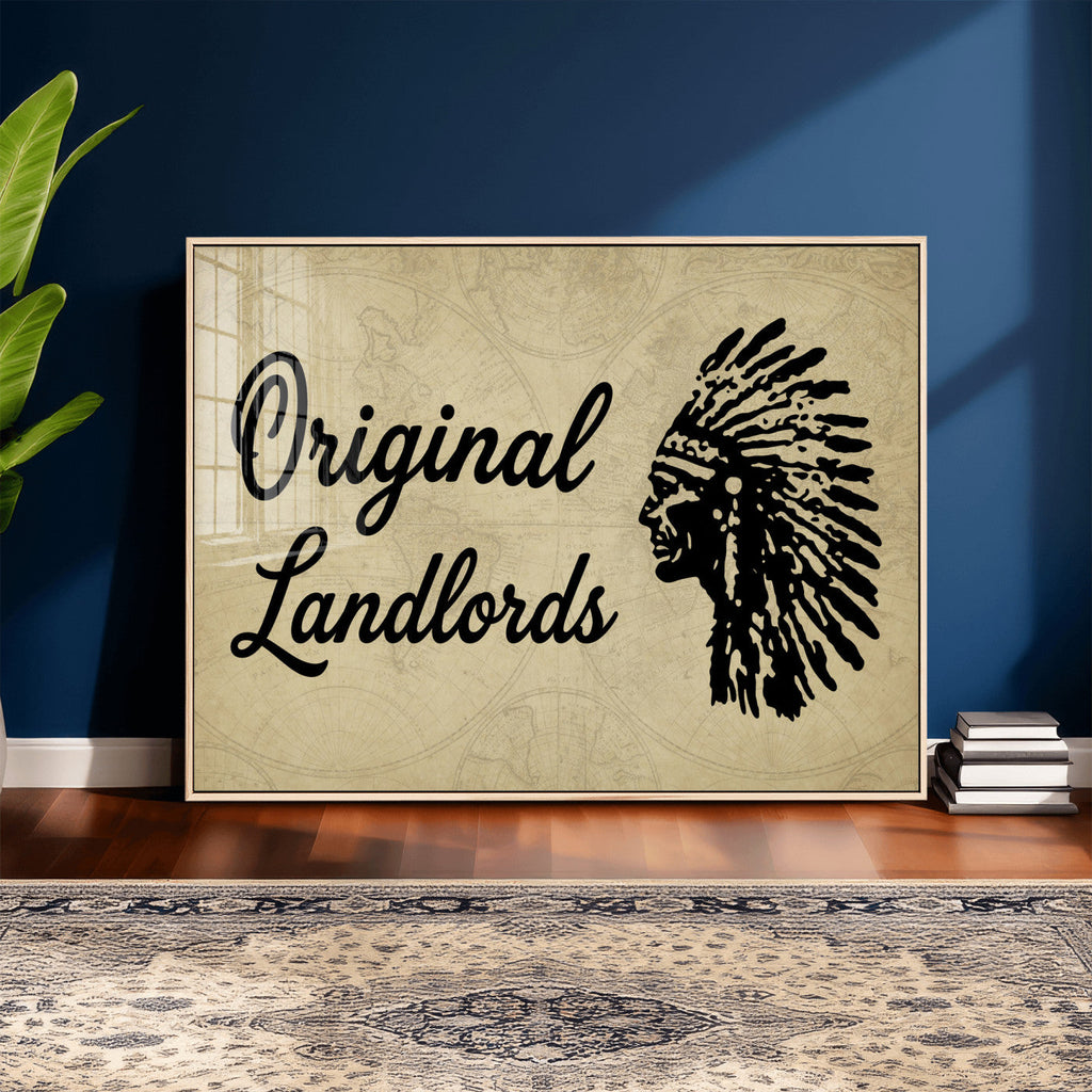 Original Landlords Wall Art Canvas Print, Native American Silhouette Artwork