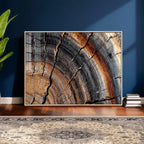 Abstract Tree Ring Wall Art Print, Natural Rustic Wood Grain Canvas