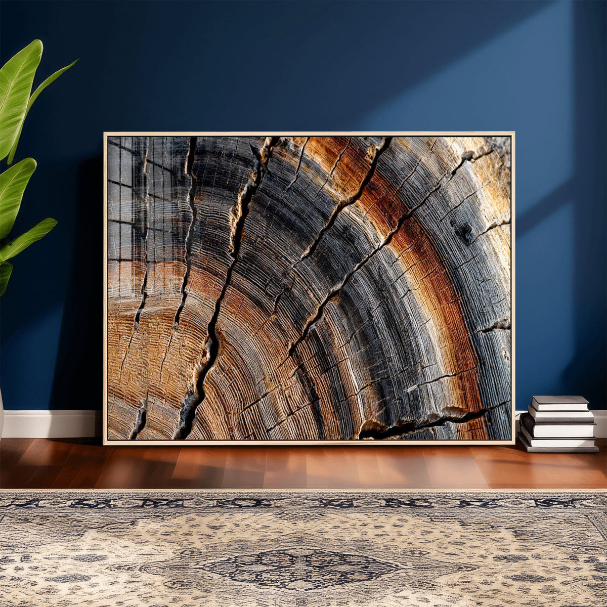 Abstract Tree Ring Wall Art Print, Natural Rustic Wood Grain Canvas