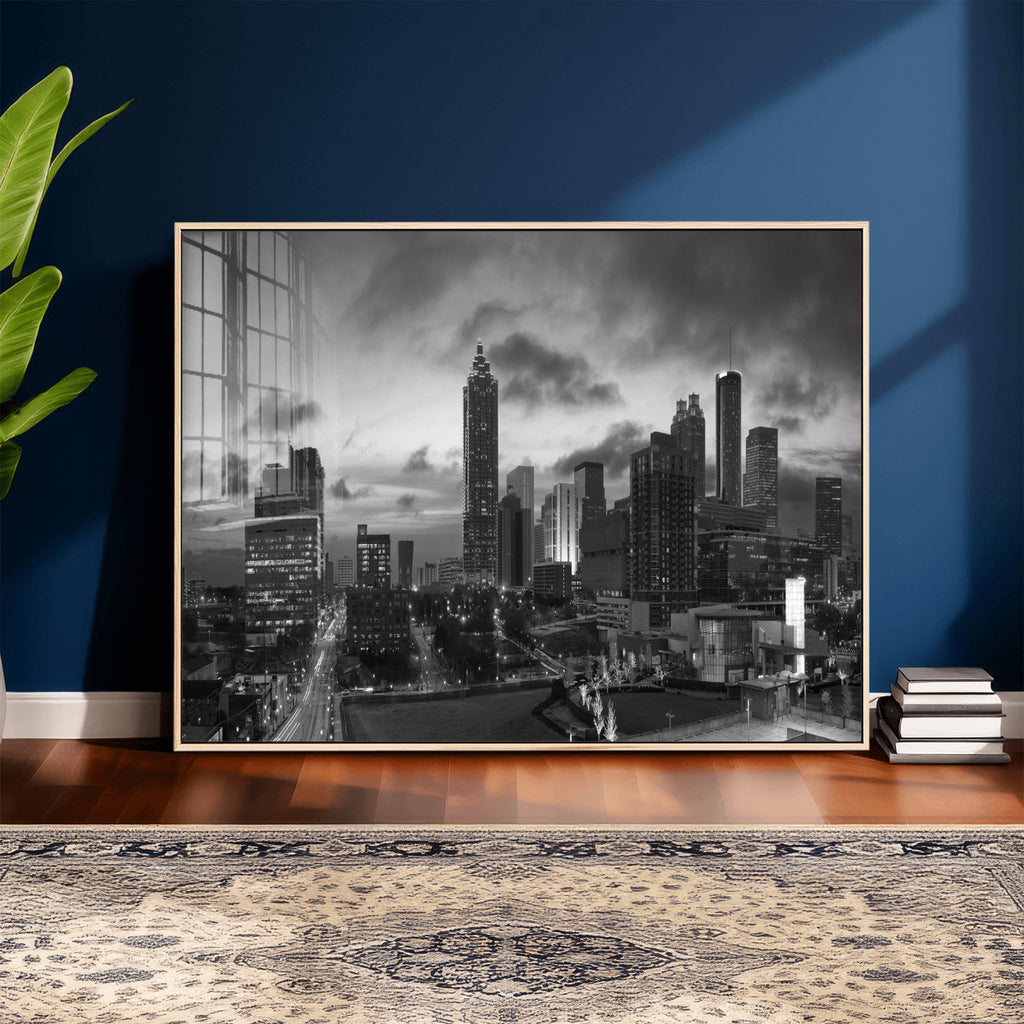 Atlanta Skyline Wall Art Canvas Print, Atlanta Downtown Night Cityscape