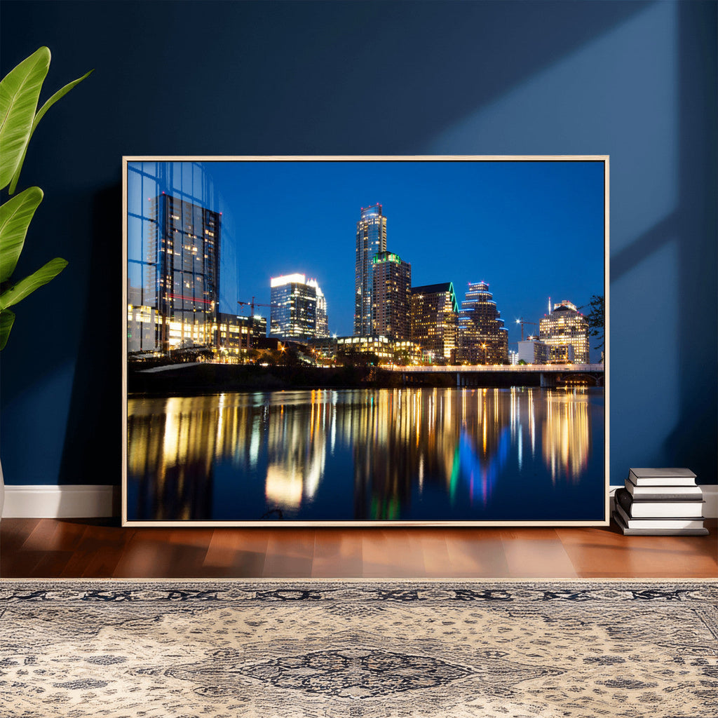 Austin Skyline Wall Art Canvas Print, Austin Downtown Night Cityscape