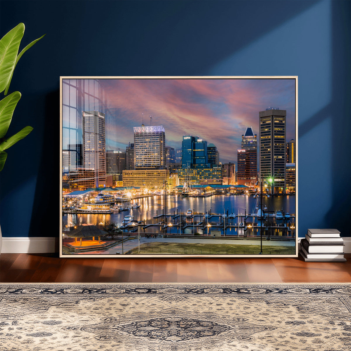 Baltimore Skyline Wall Art Canvas Print, Baltimore Downtown Night Cityscape