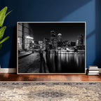 Boston Wall Art Canvas Print, Boston City Downtown Night Cityscape
